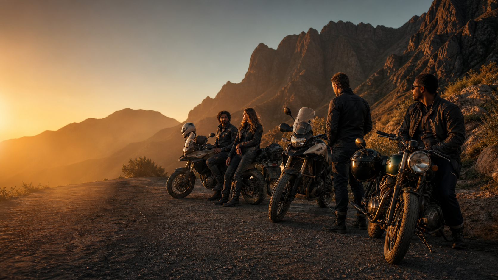 Motorcycle riders at a South African mountain pass